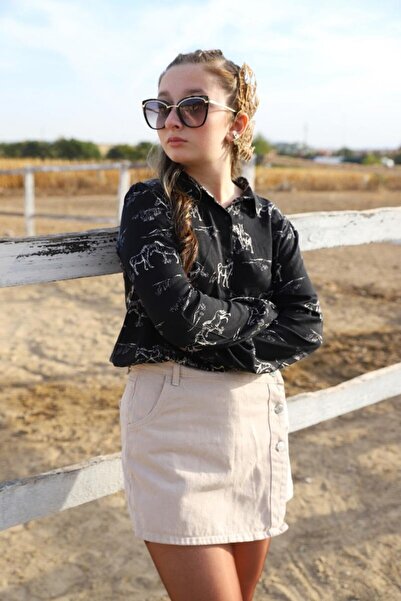 Marions 09-14 Yaş Kız Çocuk Bej Renk Kot Şort Etek