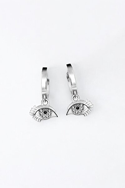 jelux silver Gümüş 925 Ayar Göz Desenli Safir Taşlı Gümüş Küpe