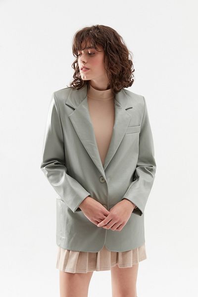 Quzu Blazer Lederjacke Mint