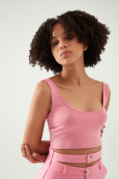 Quzu Pink Crop Bustier - Thick Strap
