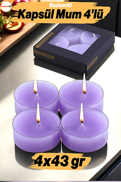 Badem10 Tealight Kapsül Mum 4x43 Gr Dekoratif Mumu Kandil Hediyelik Fitilli M...