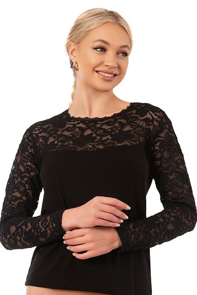 ÖZKAN underwear Özkan 7428 - Гъвкава и удобна дамска блуза, дълги ръкави, обло деколте, дантела от вискоза