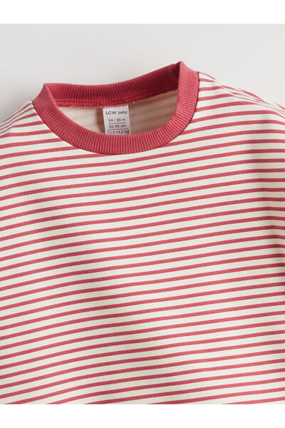 LC Waikiki Pink Striped Baby Girl Sweatshirt and Leggings 2-Piece Set