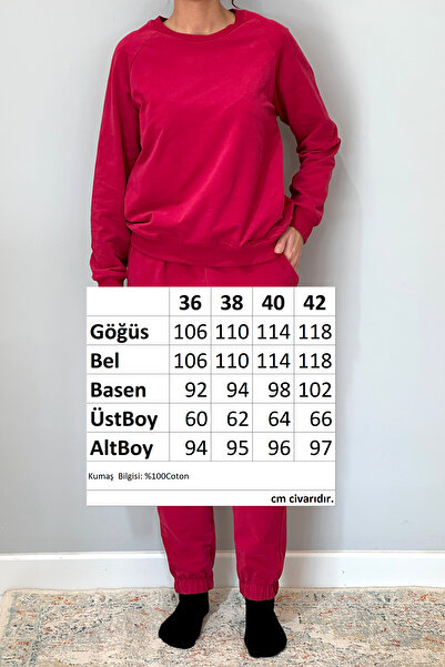 REMSA Burgundy Women's Sweatshirt and Sweatpants Set - Elastic Leg 8006