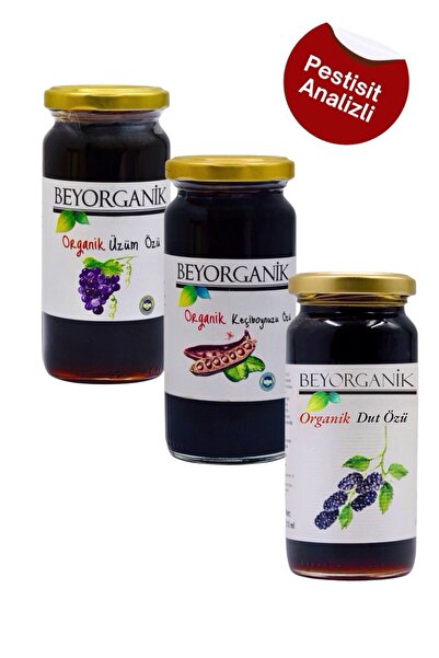 BEYORGANİK Organik Keçiboynuzu & Dut & Üzüm Özü 3'lü 315 ml (PESTİSİT ANALİZLİ)