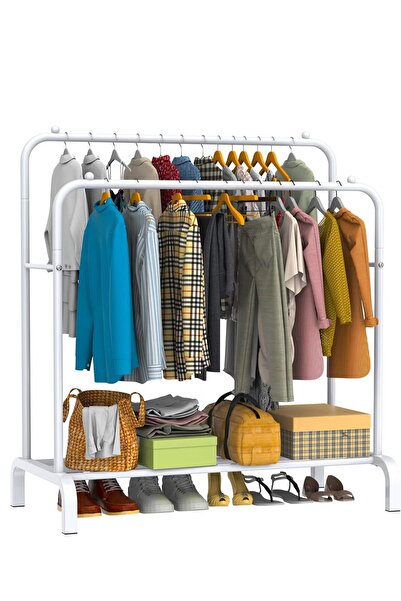 Generic Metal Clothes Hanger Organizer and Clothes Rack with Wheels, White - 110W x 55D x 148H cm