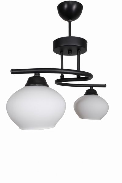 Fer Avize Fuji Modern Decorative Black Color Glass Double Chandelier Living Room - Kitchen - Bedroom