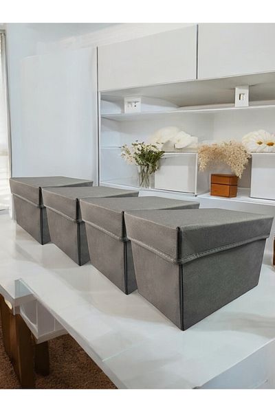 Balkan Room Multi-Purpose In-Cabinet Organizer Storage Box with 4 Anthracite Lids Large 30X20X20 cm