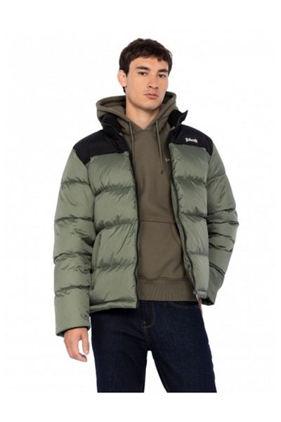 SCHOTT Ανδρικό χακί μπουφάν Schott Blouson Empiecement Et Broderie -S