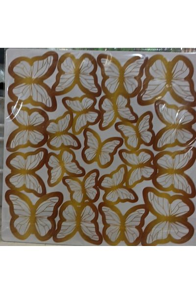 Deniz Party Store Gold Leaf White Color 3D 21 Pack Butterfly Sticker Balloon Cake Decoration