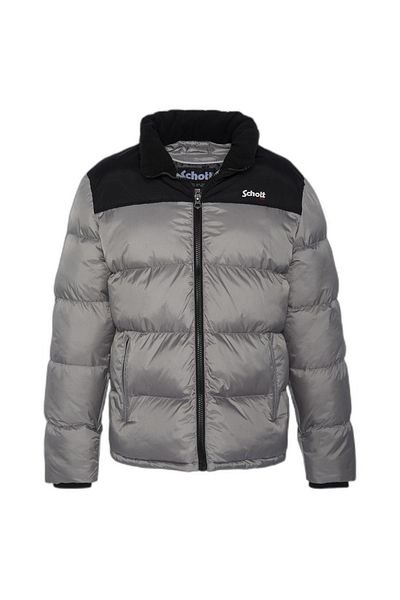 SCHOTT Jachetă argintie for bărbați Schott Blouson Empiecement Et Broderie