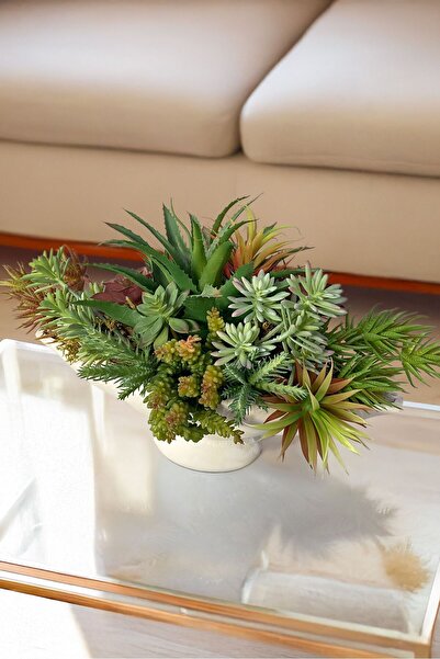 Dekorsende Yapay Mini Etli Echeveria Sukulent Açık Yeşil 8 cm