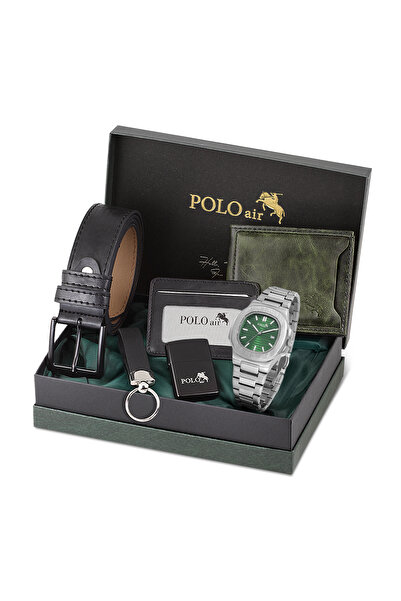 Polo Air Erkek Kemer Cüzdan Kartlık Anahtarlık Çakmak Kol Saati Hediyelik Kut...