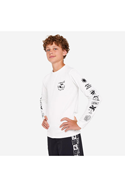 Decathlon Çocuk Slim Fit Uzun Kollu Uv Korumalı Tişört - Beyaz - 100