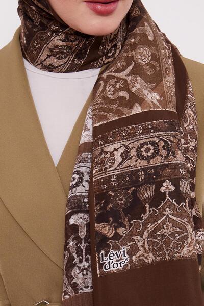 Levidor Kahve Motif Desen Royal Şal