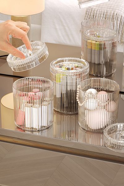 Pufwin Home Makeup Cosmetic Organizer with 3 Lids Multipurpose Organizer