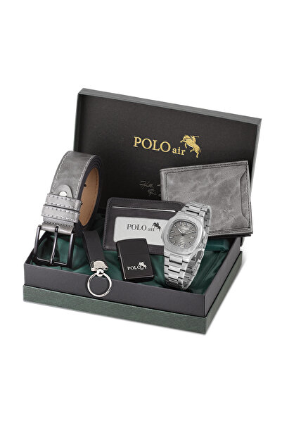 Polo Air Erkek Kemer Cüzdan Kartlık Anahtarlık Çakmak Kol Saati Hediyelik Kut...