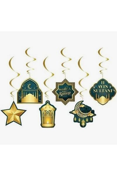Deniz Party Store Welcome Ramadan 6-Piece Ceiling Pendant Ornamental Mini Chain Balloon Set
