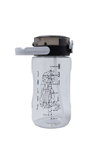 QUİCKPREP 1.5Lt Printed Beige Water Bottle with Straw