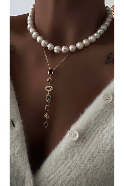 Vi store Marka Model Renkli Kristal Taşlı Y kolye