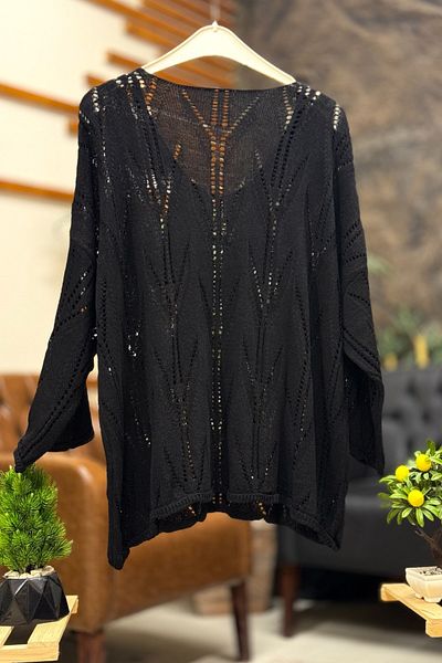 sahnemoda Bluză mercerizată cu decolteu în V ajurata