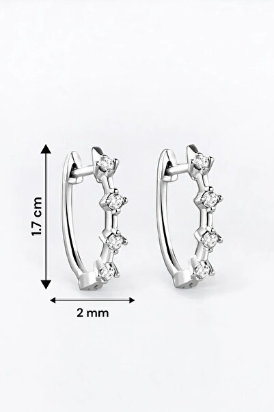 jelux silver Gümüş 925 Ayar 17 Mm Yuvarlak Pırlanta Model Küpe