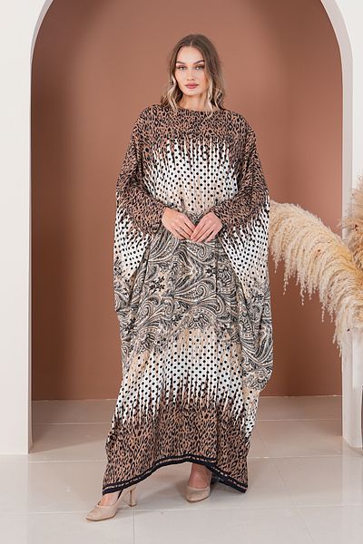 AYASOFYA OTANTIK Women's Mink Print Oversize Loose Dress