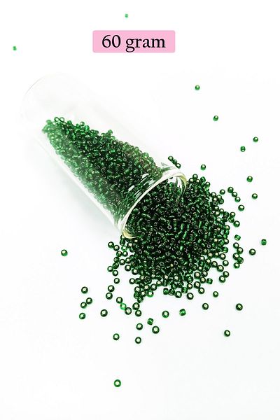 STUMBANNG Bulk glass sand beads (11/0) 2 mm - 60 grams - transparent dark green - bnc037