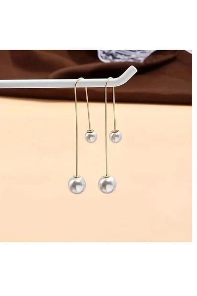 mos&more Women's Long Earrings with Gold Pearls
