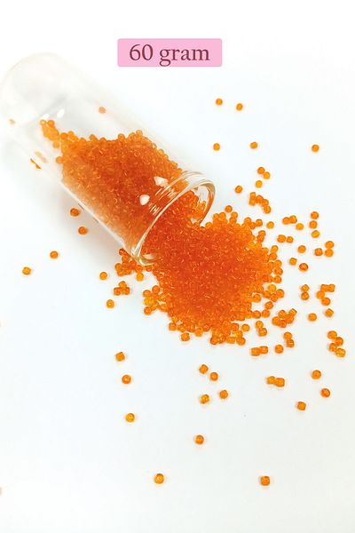 STUMBANNG Bulk glass sand beads (11/0) 2 mm - 60 grams - transparent orange - bnc051