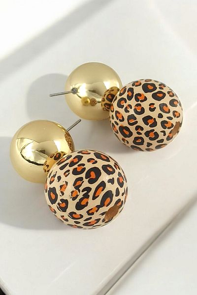Çlk Accessories Premium Leopard Print Plate Earrings