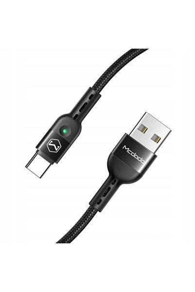 Mcdodo Ca-6420 Type-c Led Işıklı Spiralli Hızlı Data/şarj Kablosu 1.8m-siyah