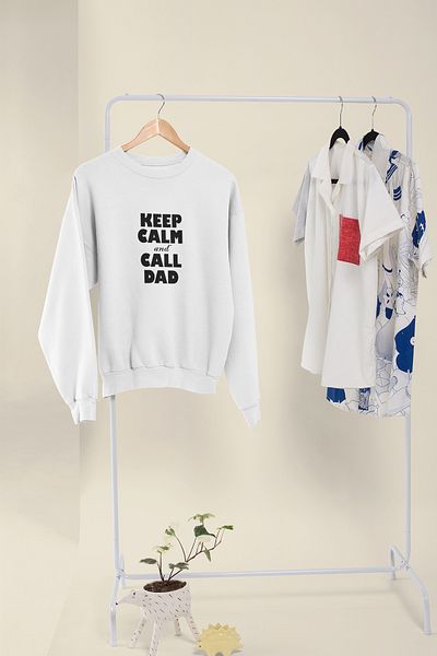 qoeuyl boutique Διατηρήστε ηρεμία και καλέστε τον μπαμπά με τυπωμένο διασκεδαστικό φούτερ Unisex Crew Neck