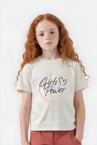 panios kids 5'li Good-Panda-Power-Bunny-M Baskılı Kız Çocuk Tişört