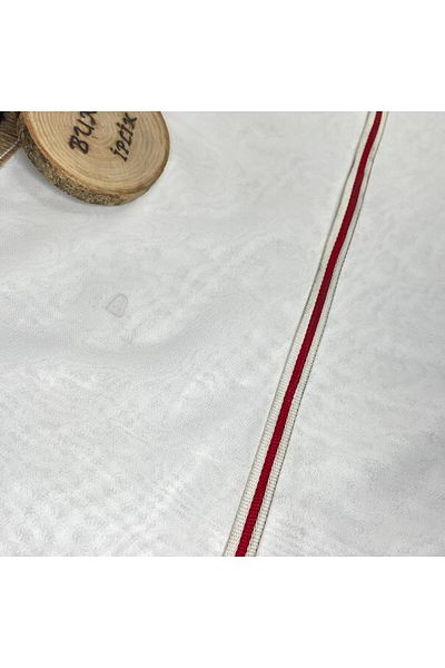 Bukle İplik Burgundy - White - Burgundy Decorative Strip - 0.6 cm Width (5 Meters)