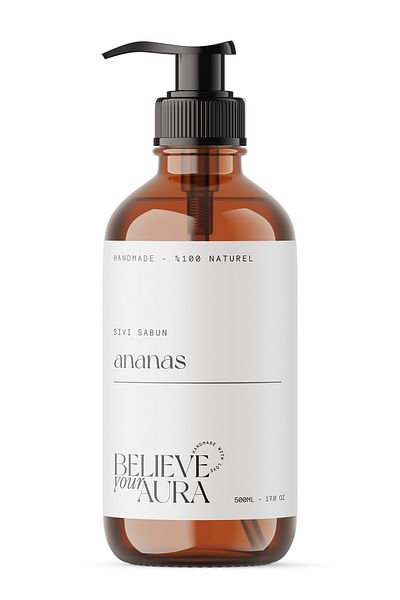 Believe Your Aura 500ml Pineapple Plant Extract Hand and Skin Soap - Vitamin E Aloe Vera Shea Butter