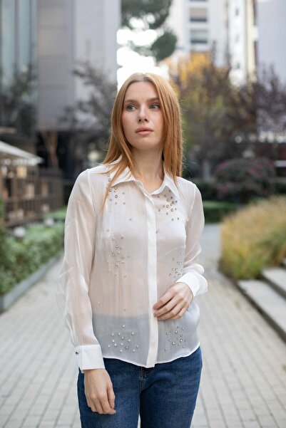 Butik Suat Taş Baskılı Parlak Kumaş Detaylı Gömlek