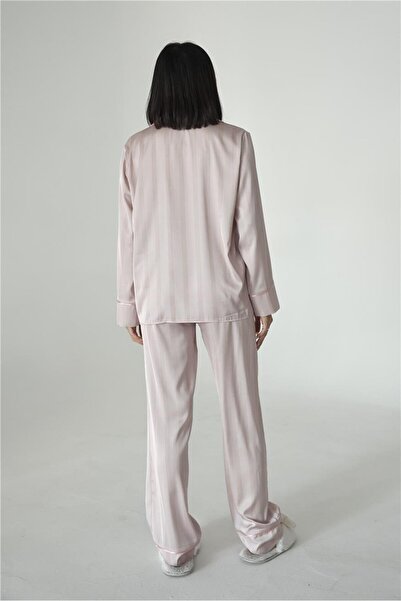 COCCOLARSI Sogni Lineari Saten Uzun Pijama Takımı LDK03