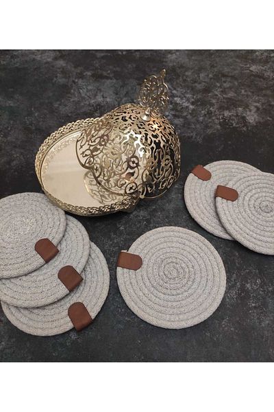 Çt Çeyizci Tekstil Presentation Napkin, Cocktail Napkin, Coffee Side Presentation Holder, Cup Pad 6 Pieces Presentation Napkin