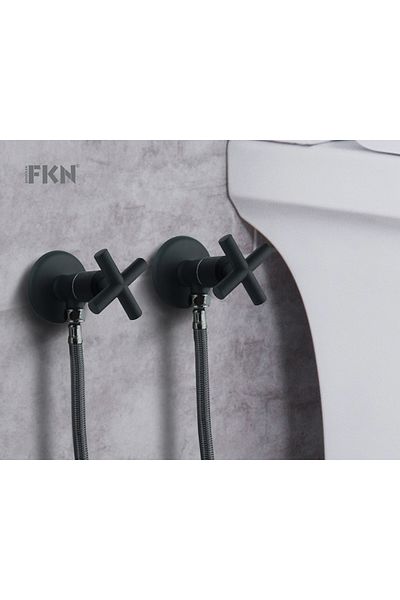 FKN Double Corner Spiral Black Bidet Faucet