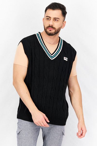 Fila Men Sportswear Fit Knitted Outdoor Vest, Black