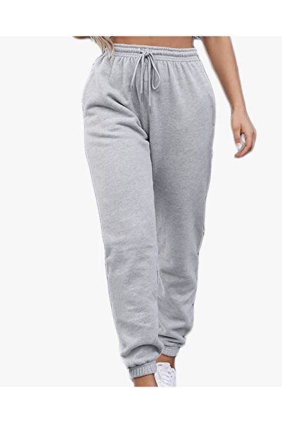 THE WHITE Γυναικείο γκρι φούτερ με λαστιχένιο πόδι