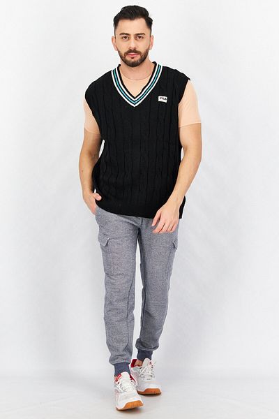 Fila Men Sportswear Fit Knitted Outdoor Vest, Black