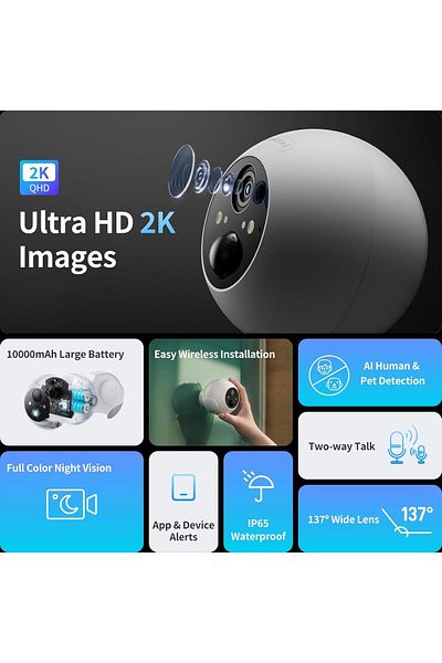 SwitchBot Outdoor Spotlight Smart Camera 2K Wireless with Movement Detection and Night Vision