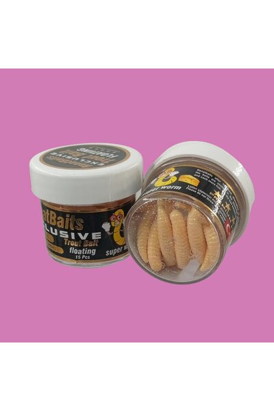 RENAT CARP Renat Trout Bait Peynir Kokulu Silikon Kurtçuk Alabalık Yemi 15 Pcs - Krem Beyaz