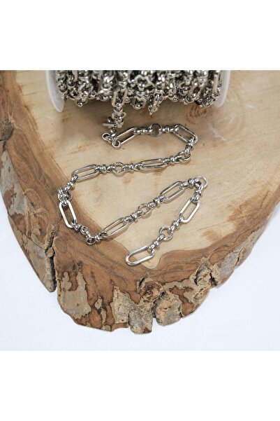 Prestij Boncuk Lanț de inel dreptunghiular cu legătură rotundă de culoare nichel pentru bijuterii și lanț de geanți Lungimea inelului 16 mm