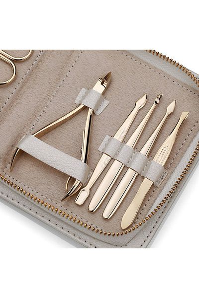 gaman White 12-Piece Nail Care Kit - Gold Hand Toenail in Custom Zipper Wallet Bag