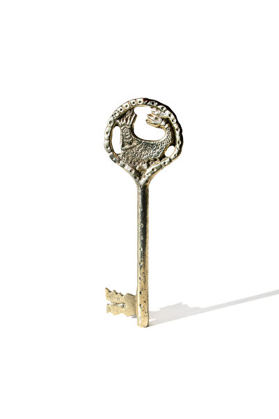 Pirinç Pirinç Şahmaran Figürlü Büyük Boy Eski Kapı Anahtarı