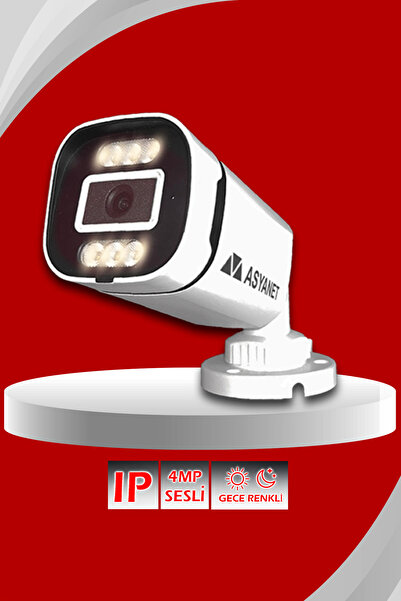 asyanet IP Sesli PoE 4.0MP Gece Renkli Görüş IP Güvenlik Kamerası - 1 Adet  -...
