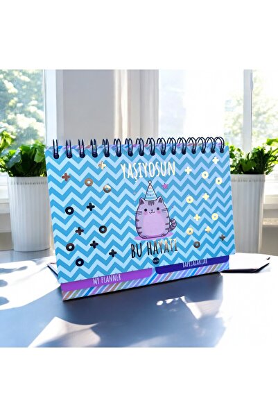 BAK GEL AL Yaşıyosun Bu Hayatı Kedi Karikatürlü Masaüstü Haftalık Planlayıcı ...